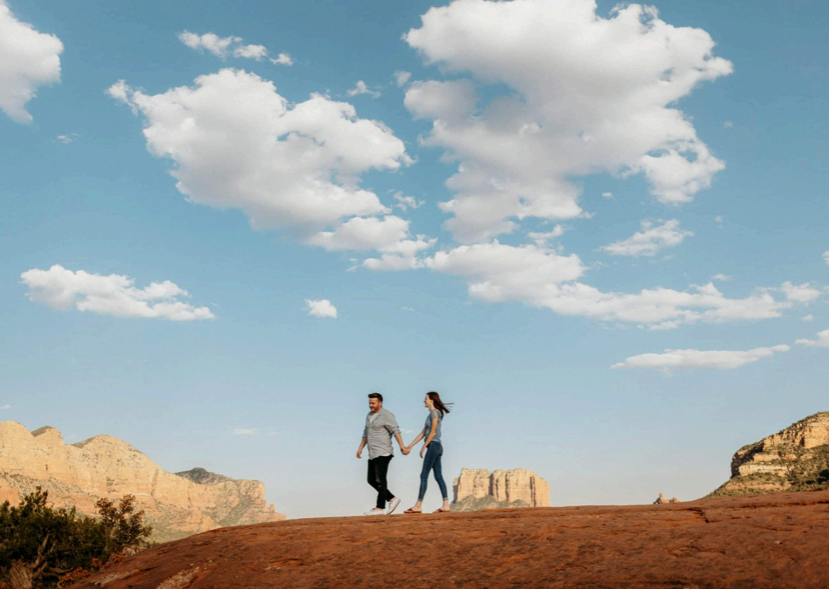 Couple walking in the desert, fundraising ideas, charity ideas, silent auction items, travel fundraising events