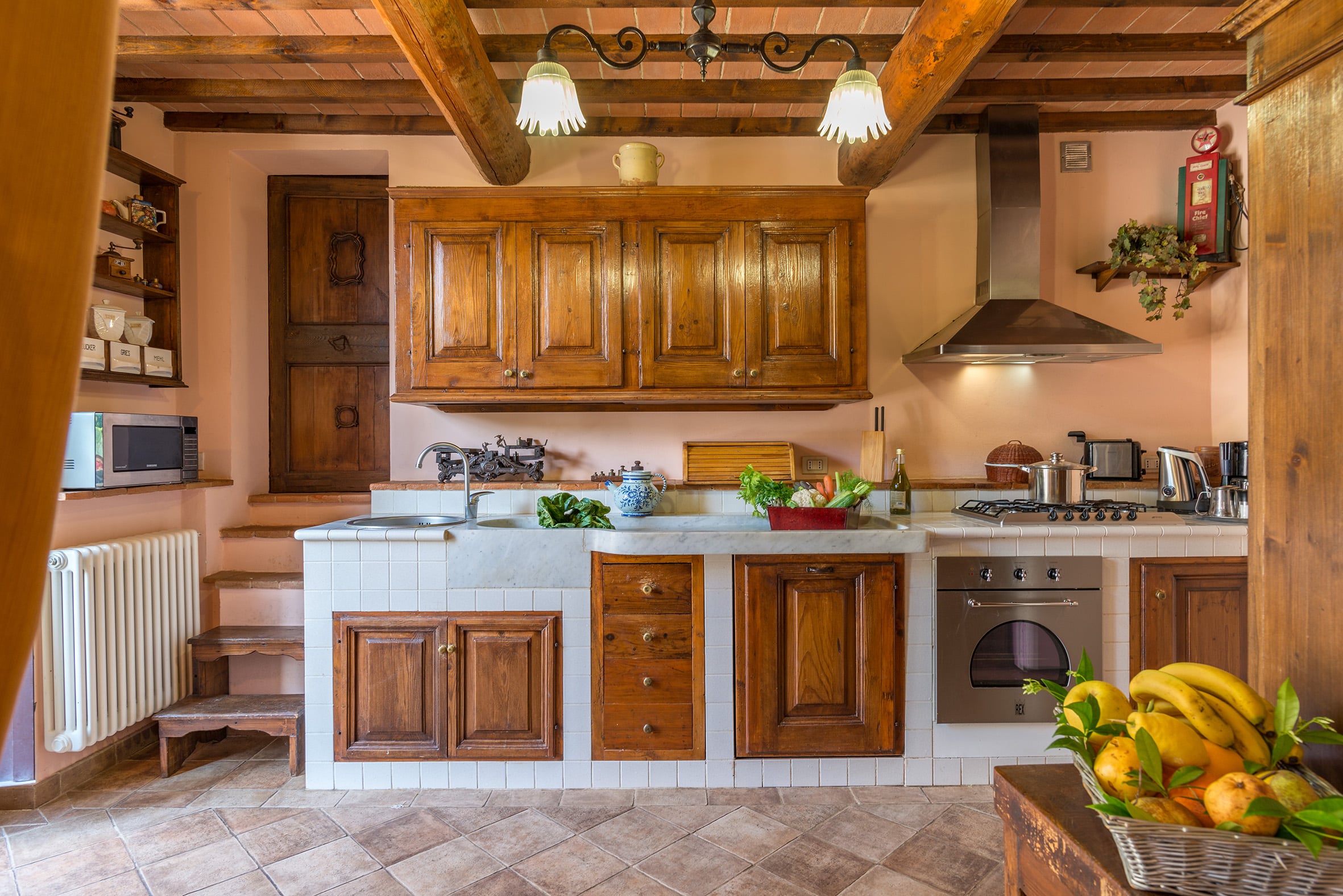 Tuscany Villa kitchen view, charity auction travel packages, vacation fundraising, travel fundraising, auction packages for nonprofits, trips for fundraising, auction travel packages, auction vacation packages, auction packages