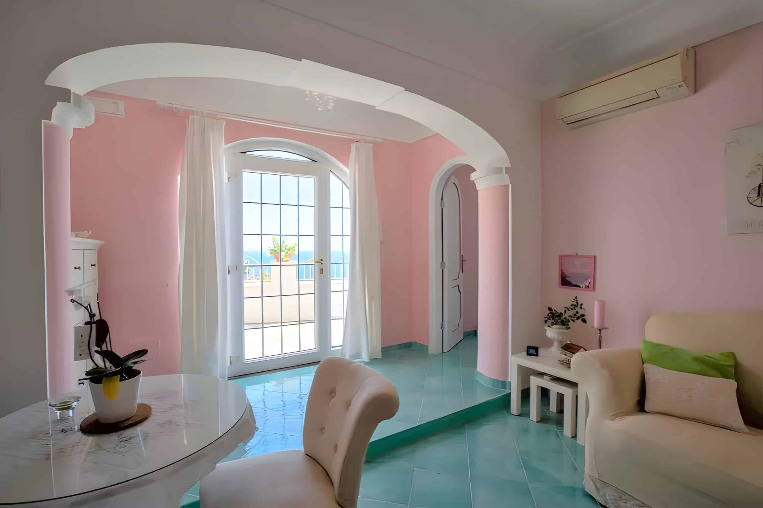 Amalfi Coast Villa living room, charity auction travel packages, vacation fundraising, travel fundraising, fundraising ideas, charity ideas, silent auction items, travel fundraising events