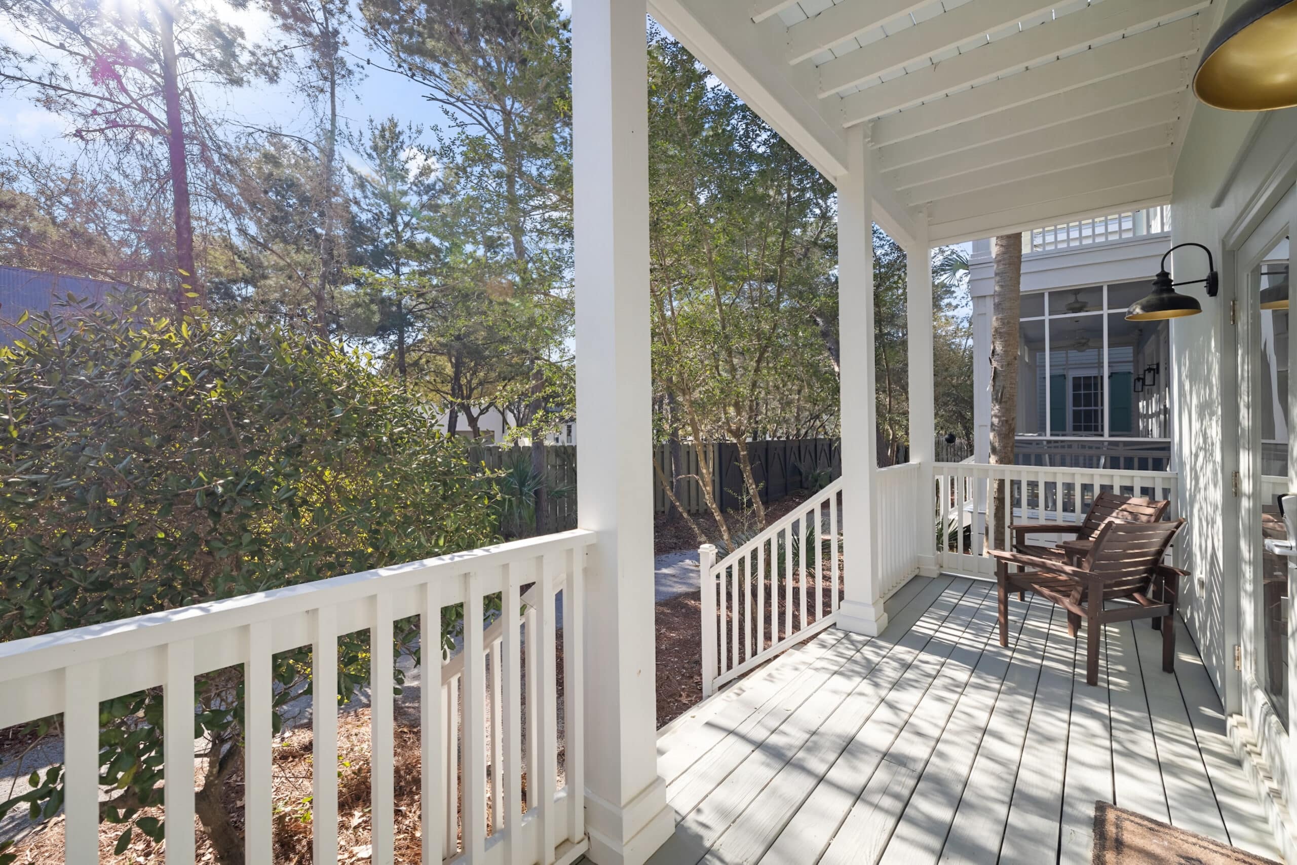 Porch outside of Seacrest beach home, charity auction travel packages, vacation fundraising, travel fundraising, fundraising ideas, charity ideas, silent auction items, travel fundraising events