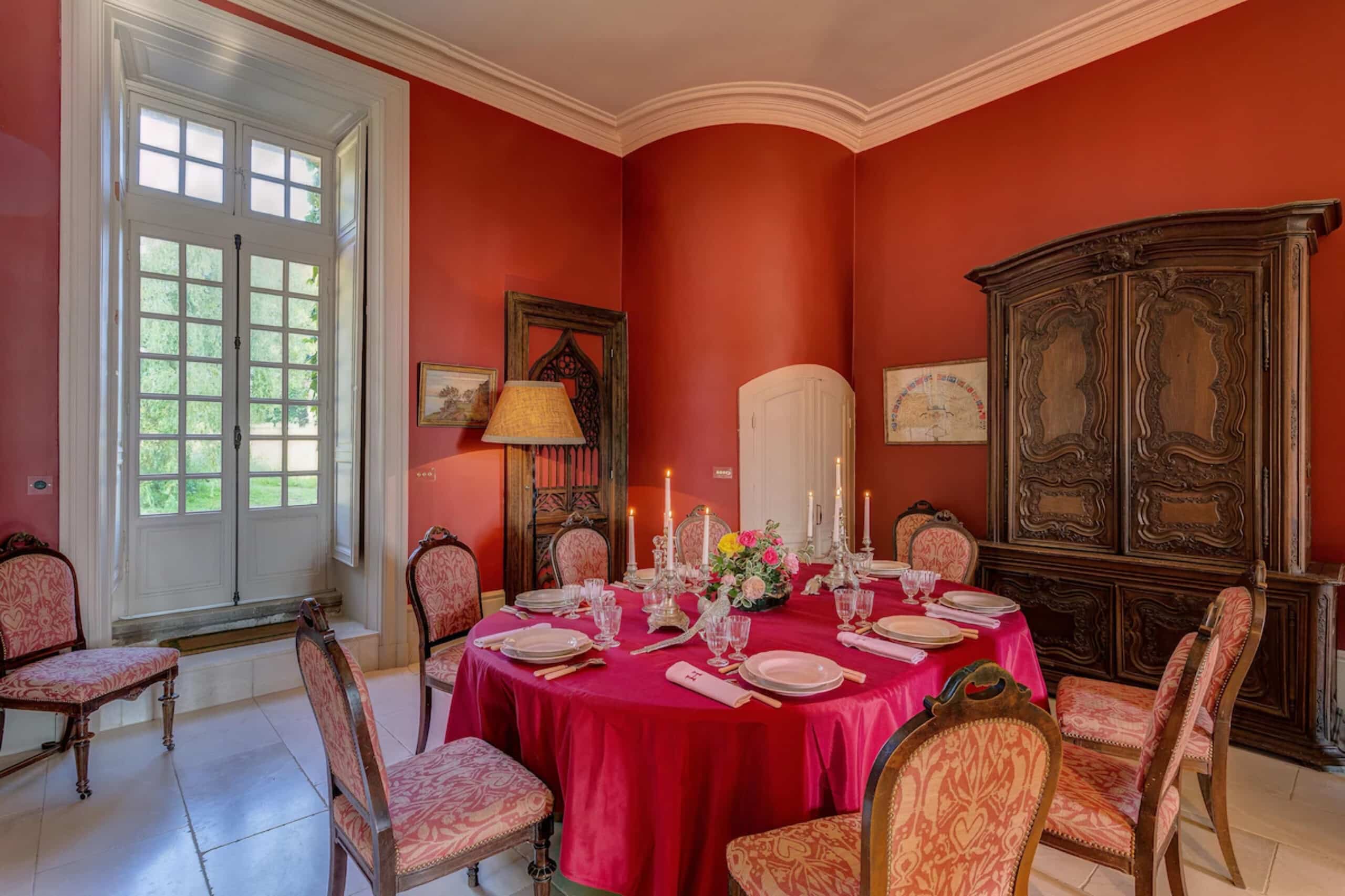 Normandy Chateau dining room, charity auction travel packages, vacation fundraising, travel fundraising, fundraising ideas, charity ideas, silent auction items, travel fundraising events